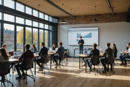 Étudiants en communication lors d'un cours pratique à Lille