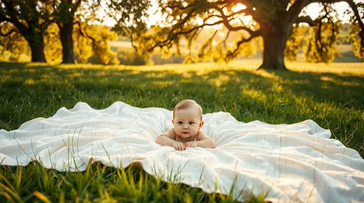 Séance photo d'un bébé souriant dans un décor doux et sécurisé