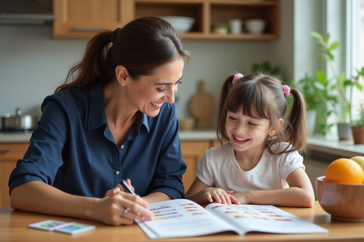 Fille et mère partageant un moment d apprentissage à la cuisine