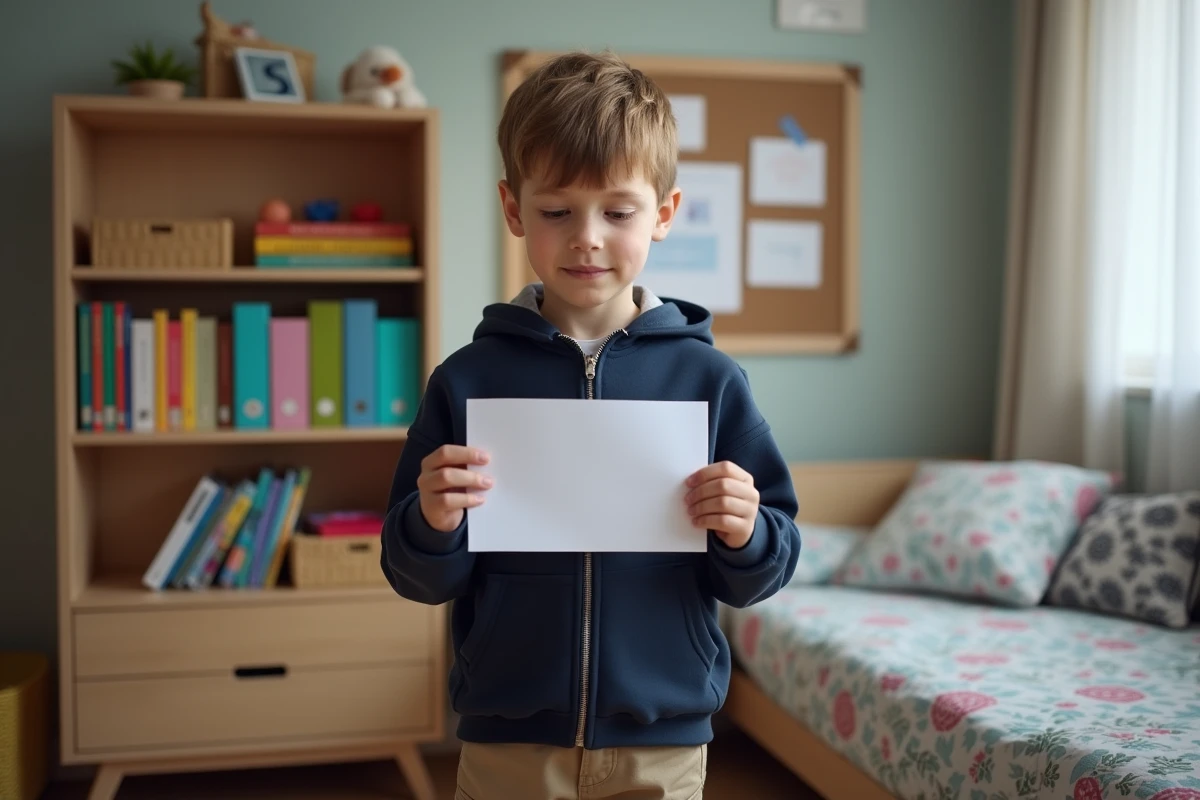 Garçon de 10 ans lit une note d