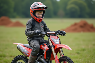 Jeune garçon de 14 ans sur une moto 50cc en extérieur