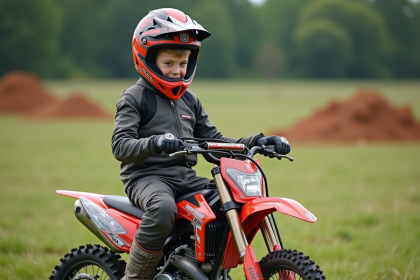 Jeune garçon de 14 ans sur une moto 50cc en extérieur