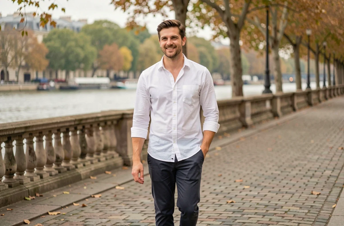 Homme se promenant au bord de la Seine à Paris, style de vie célibataire ou en couple en 2026