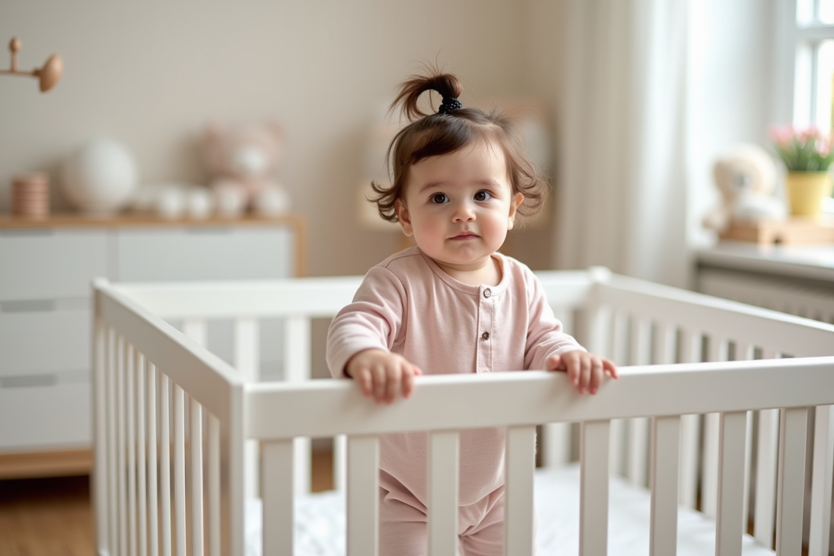 Jeune fille de 18 mois dans une nurserie moderne