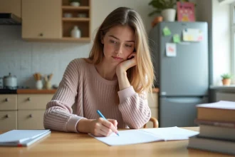 Jeune maman écrit une lettre d'absence pour son enfant