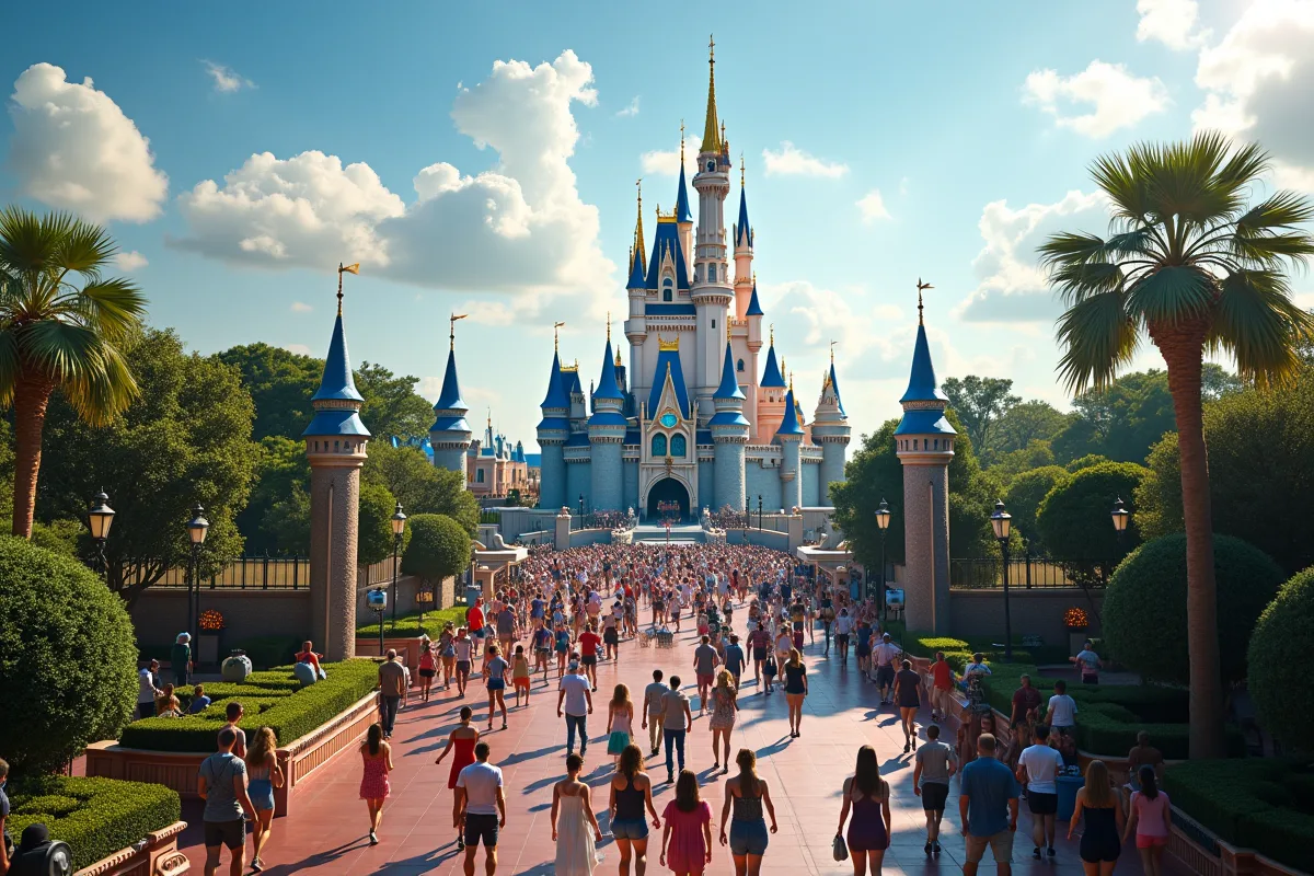 Vue aerienne de l entree de Disney World en Floride